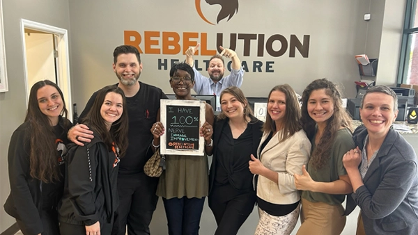 The Rebelution Healthcare cheering for a patient with 100% improvement to nerve damage