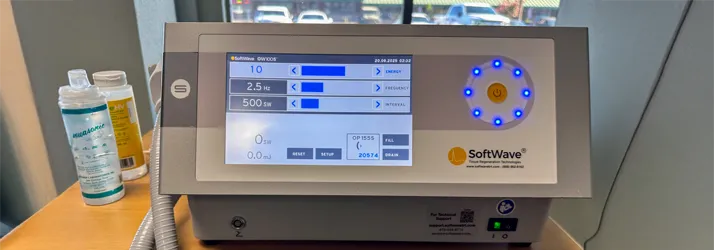 A Softwave machine powered up for treatment